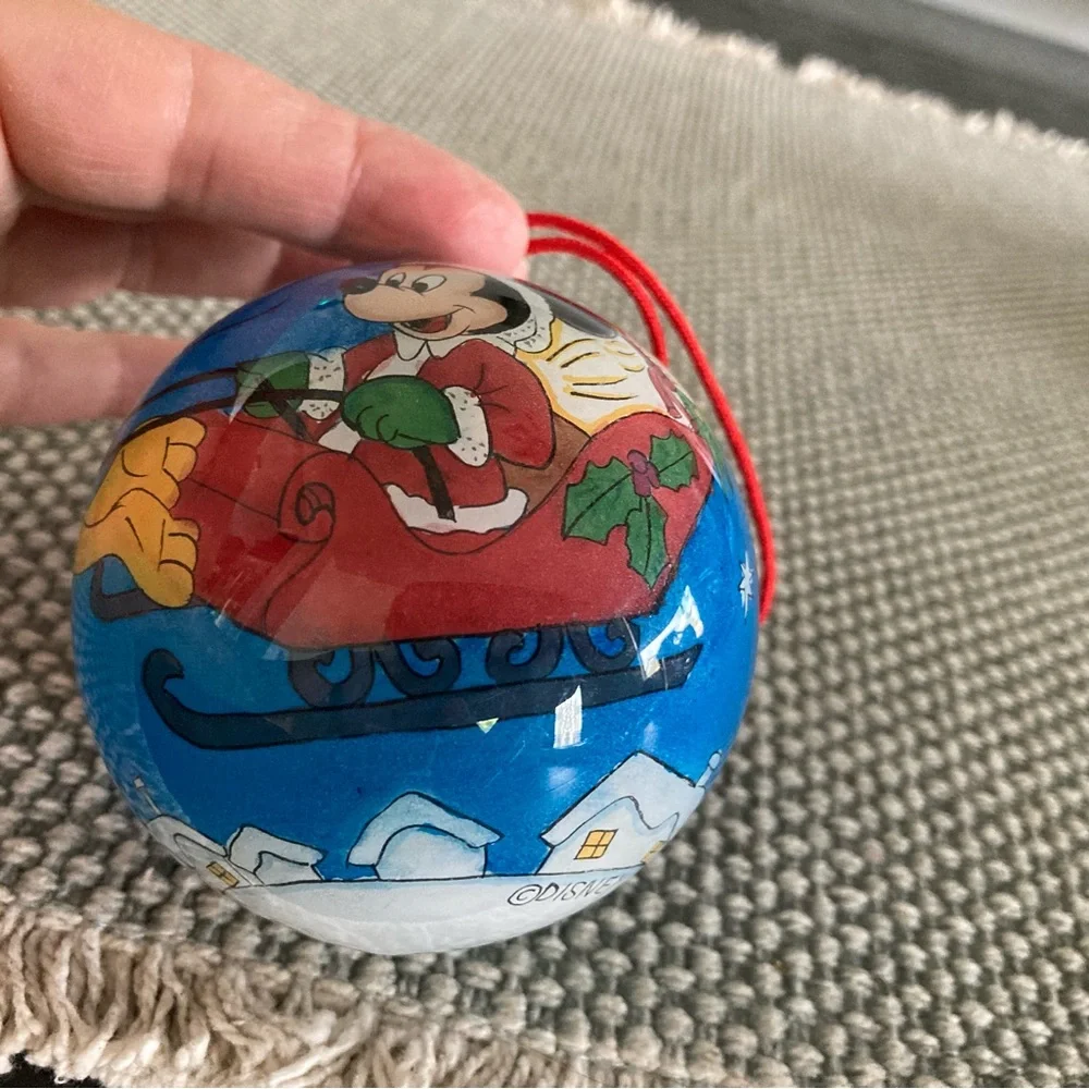 Vintage Disney Park hand blown/hand painted glass Mickey ornament.